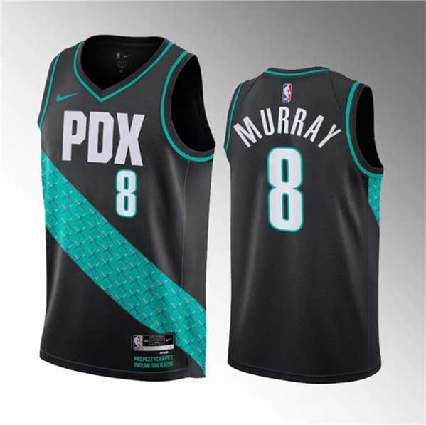 Men%27s Portland Trail Blazers #8 Kris Murray Black 2023 Draft City Edition Stitched Basketball Jersey Dzhi